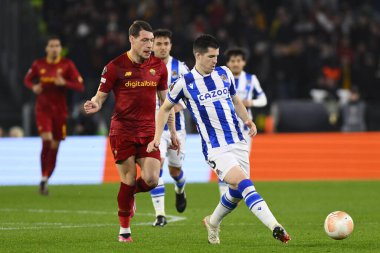 Real Sociedad de Futbol takımından Igor Zubeldia, 9 Mart 2023 'te Roma' daki Stadio Olimpico 'da A.S. Roma ve Real Sociedad de Futbol arasında oynanan UEFA Avrupa Ligi' nin 16. - Fotoğraf: Domenico Cippitelli / LiveMedi