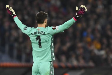 Real Sociedad de Futbol takımından Alejandro Remiro, 9 Mart 2023 'te Roma' daki Stadio Olimpico 'da A.S. Roma ve Real Sociedad de Futbol arasında oynanan UEFA Avrupa Ligi' nin 16. - Fotoğraf: Domenico Cippitelli / LiveMedi