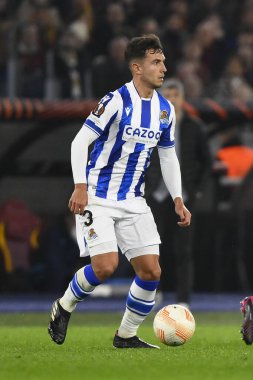 Real Sociedad de Futbol 'dan Martin Zubimendi, 9 Mart 2023' te Roma 'daki Stadio Olimpico' da A.S. Roma ve Real Sociedad de Futbol arasında oynanan UEFA Avrupa Ligi 'nin 16. - Fotoğraf: Domenico Cippitelli / LiveMedi