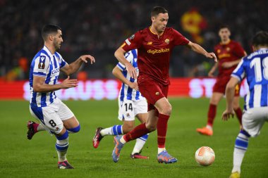 A.S. Roma takımından Nemanja Matiç, 9 Mart 2023 'te Roma' daki Stadio Olimpico 'da A.S. Roma ile Real Sociedad de Futbol arasında oynanan UEFA Avrupa Ligi' nin 16. - Fotoğraf: Domenico Cippitelli / LiveMedi