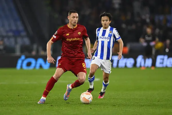 A.S. Roma takımından Nemanja Matiç, 9 Mart 2023 'te Roma' daki Stadio Olimpico 'da A.S. Roma ile Real Sociedad de Futbol arasında oynanan UEFA Avrupa Ligi' nin 16. - Fotoğraf: Domenico Cippitelli / LiveMedi