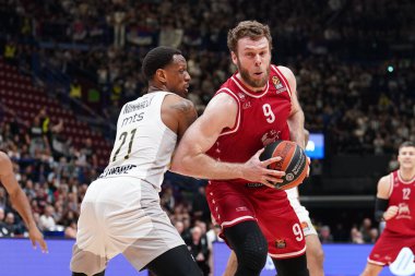 Nicolo Melli (EA7 EMPORIO ARMANI MILANO) basketbol Euroleague Şampiyonası 'nda EA7 Emporio Armani Milano ile KK Partizan arasında Milano Assago Forumu' nda, 9 Mart 2023 - Fotoğraf: Simone Lucarell