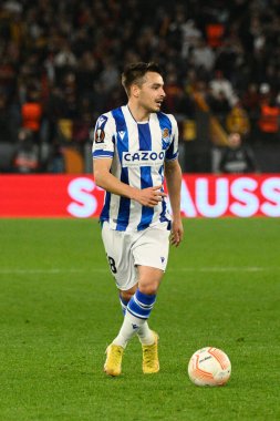 Andoni Gorosabel (Real Sociedad), UEFA Avrupa Ligi 2022-2023 sezonunda AS Roma ve Real Sociedad arasında 9 Mart 2022 'de Roma' daki Olimpiyat Stadyumu 'nda oynanan futbol karşılaşmasında. - Fotoğraf: Fabrizio Corradetti / LiveMedi