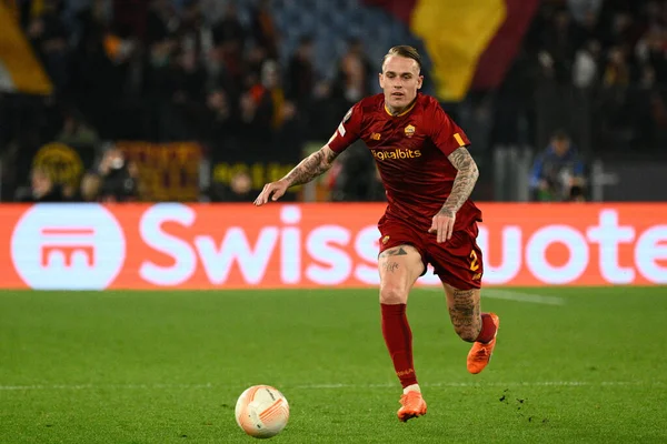 stock image Rick Karsdorp (AS Roma)  during the UEFA Europa League 2022-2023 football match between AS Roma and Real Sociedad at the Olympic Stadium in Rome on March 09, 2022. - Credit: Fabrizio Corradetti/LiveMedi