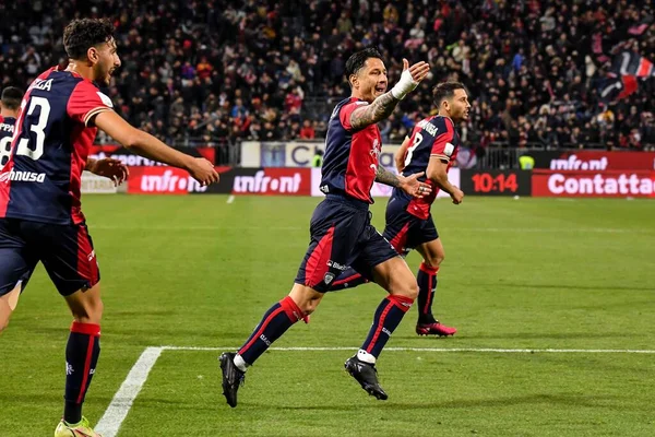 stock image Gianluca Lapadula of Cagliari Calcio, Esultanza, Joy After scoring goal, during Italian soccer Serie B match Cagliari Calcio vs Ascoli Calcio at the Unipol Domus in Cagliari, Italy, March 10, 2023 - Credit: Luigi Can