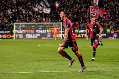 Cagliari Calcio 'dan Gabriele Zappa, Esultanza, Joy gol attıktan sonra İtalya Serie B maçında Cagliari Calcio-Ascoli Calcio maçında Cagliari, İtalya' daki Unipol Domus maçında, 10 Mart 2023 - Fotoğraf: Luigi Can