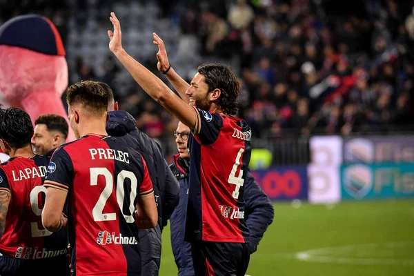 stock image Alberto Dossena of Cagliari Calcio, Esultanza, Joy, Postgame, during Italian soccer Serie B match Cagliari Calcio vs Ascoli Calcio at the Unipol Domus in Cagliari, Italy, March 10, 2023 - Credit: Luigi Can