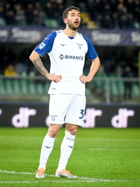 Lazio 'nun İtalya futbol takımı Serie A maçında çekilen Danilo Cataldi portresi, İtalya' nın Verona kentindeki Marcantonio Bentegodi Stadyumu 'nda Hellas Verona FC' ye karşı SS Lazio (portreler arşivi) maçı.