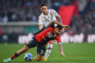 Stefano Sabelli (Cenova) - Gabriele Capanni (Ternana) İtalya 'nın 12 Mart 2023 tarihinde Ceneviz' deki Luigi Ferraris Stadyumu 'nda oynanan İtalya Serie B karşılaşmasında Cenova CFC - Ternana Calcio' ya karşı