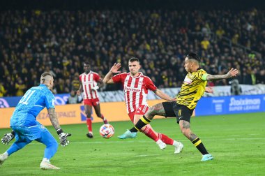 Yunanistan Süper Ligi Maçı sırasında AEK FC 'den 11 SERGIO ARAUJO, 12 Mart 2023' te Atina, Yunanistan 'da OPAP Arena' da AEK FC ve Olympiacos FC arasında oynanan karşılaşma. - Fotoğraf: Stefanos Kyriazis / LiveMedi