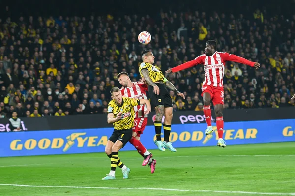 Yunanistan Süper Ligi Maçı sırasında AEK FC 'den 11 SERGIO ARAUJO, 12 Mart 2023' te Atina, Yunanistan 'da OPAP Arena' da AEK FC ve Olympiacos FC arasında oynanan karşılaşma. - Fotoğraf: Stefanos Kyriazis / LiveMedi