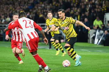Yunanistan Süper Ligi Maçı sırasında AEK FC 'den 28 EHSAN HAJSAFI, 12 Mart 2023 tarihinde Atina, Yunanistan' da OPAP Arena 'da AEK FC ve Olympiacos FC arasında oynanan karşılaşma. - Fotoğraf: Stefanos Kyriazis / LiveMedi