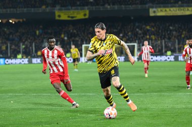 Yunanistan Süper Ligi, Maç 26 'da AEK FC' den 10 STEVEN ZUBER, 12 Mart 2023 'te Atina, Yunanistan' da OPAP Arena 'da AEK FC ve Olympiacos FC arasında oynanan karşılaşma. - Fotoğraf: Stefanos Kyriazis / LiveMedi