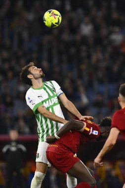 ABD 'li Gian Marco Ferrari ve A.S. Roma' dan Tammy Abraham, 12 Mart 2023 'te İtalya' nın başkenti Roma 'da düzenlenen Stadio Olimpico' da A.S. Roma ve ABD 'li Sassuolo arasındaki Serie A Şampiyonası' nın 26. - Fotoğraf: Domenico Cipp