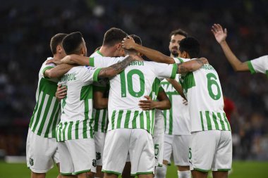 ABD 'li Sassuolo' dan Armand Lauriente, İtalya 'nın başkenti Roma' da düzenlenen Stadio Olimpico 'da 12 Mart 2023' te A.S. Roma ve ABD Sassuolo arasındaki Serie A Şampiyonası 'nın 26. gününde 0-2' lik skorun ardından kutluyor. - Fotoğraf: Domenico Cippitelli / LiveMedi