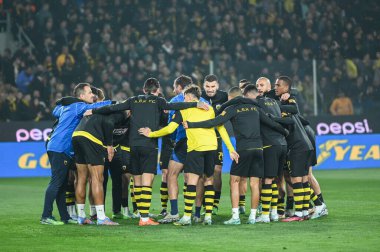 Yunanistan Süper Ligi öncesi AEK FC 'nin oyuncuları, 26. Maç, 12 Mart 2023 tarihinde Atina, Yunanistan' da OPAP Arena 'da AEK FC ile Olympiacos FC arasında oynanan karşılaşmadır. - Fotoğraf: Stefanos Kyriazis / LiveMedi