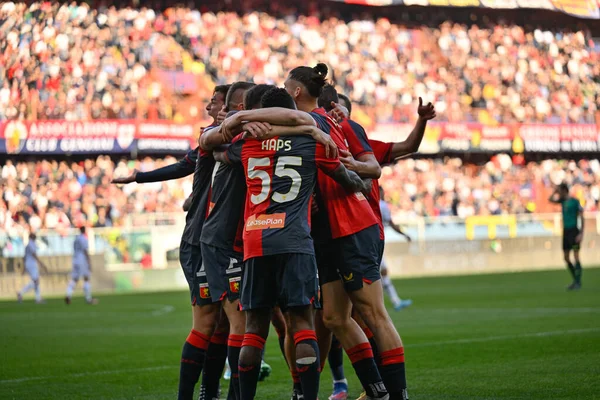 stock image team Genoa celebrates after scoring a goal 1 - 0 during Italian soccer Serie B match Genoa CFC vs Ternana Calcio at the Luigi Ferraris stadium in Genoa, Italy, March 12, 2023 - Credit: Danilo Vig