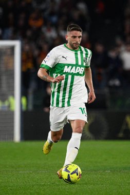 Domenico Berardi (ABD Sassuolo) İtalya Futbol Şampiyonası Ligi 'nde 12 Mart 2023 tarihinde Roma Olimpik Stadyumu' nda AS Roma ve US Sassuolo arasında oynanan 2022 / 2023 karşılaşmasında. - Fotoğraf: Fabrizio Corradetti / LiveMedi