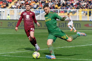 İtalya Milli Futbol Takımı Serisi A maçında Wladimiro Falcone (ABD Lecce) ve Nemanja Radonjiç (Torino FC), Lecce, İtalya 'da Via Del Mare Stadyumu' nda oynadılar.
