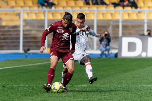 Ricardo Rodriguez Torino Gabriel Strefezza Lecce Tijdens Italiaanse Voetbalwedstrijd Serie — Stockfoto