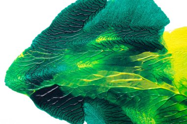 Beyaz kağıda akrilik renkler çizdim ve kağıdı karıştırılmış akrilik renklerin dokusunu oluşturan rorschach mürekkep lekesine benzer şekilde katladım..