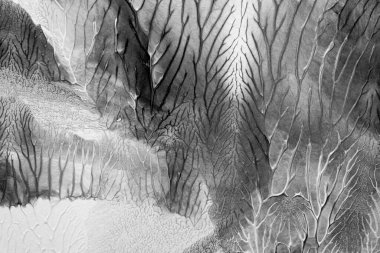 Beyaz kağıda akrilik renkler çizdim ve kağıdı karıştırılmış akrilik renklerin dokusunu oluşturan rorschach mürekkep lekesine benzer şekilde katladım..