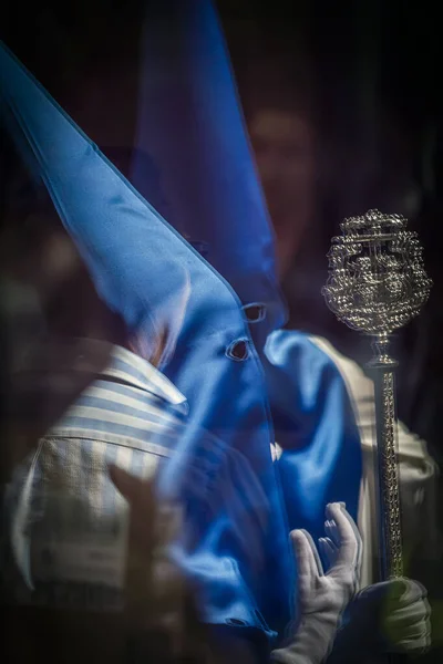 Penitent Reflected Glass Holy Week Spain Popular Tradition Conceptual Image — Stock Photo, Image