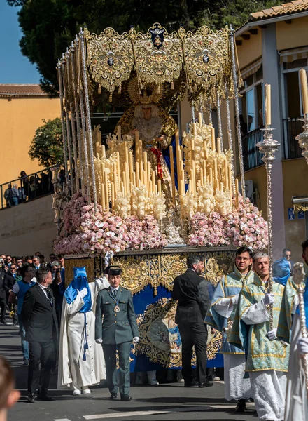 Linares Spain April Holy Week Procession Brotherhood Resurrection Christ Throne — Stock Photo, Image