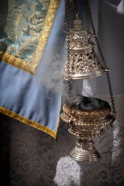 Испании Святой Неделе Сожгут Благовония Серебра Фазана — стоковое фото