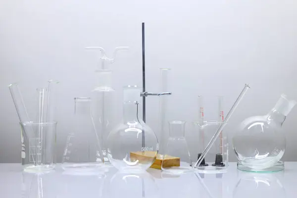 laboratory equipment on a laboratory table on a white background during the experiments