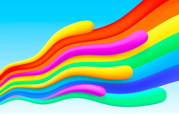 Regenbooggolf Lucht Kunst Spandoek Vectorillustratie — Stockvector