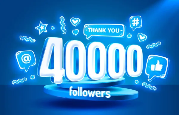 Teşekkürler 40000 Takipçi Insanlar Çevrimiçi Sosyal Grup Mutlu Bayrak Kutlaması — Stok Vektör
