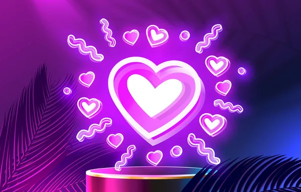 Σημάδι Από Νέον Καρδιάς Φως Από Λάβαρο Καρδιάς Πινακίδα Αγάπης — Διανυσματικό Αρχείο