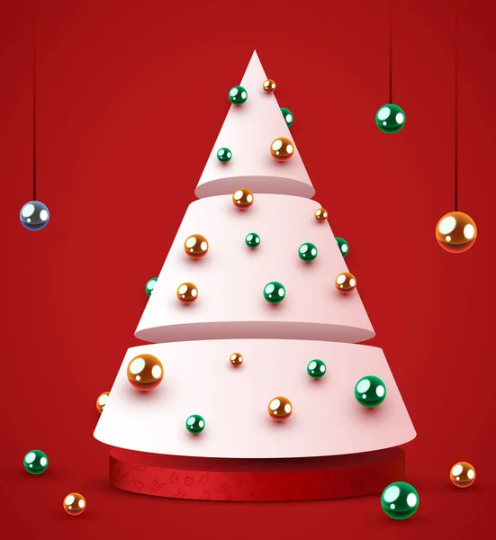 Árvore Natal Geométrica Abstrata Feliz Natal Feliz Ano Novo Banner — Vetor de Stock