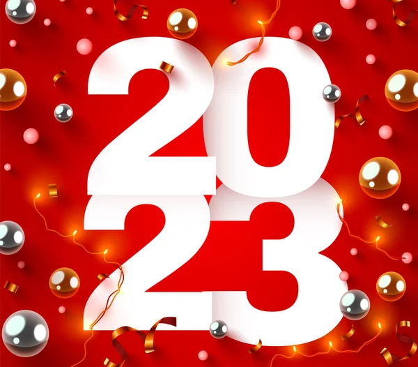 Новым 2022 Годом Номера Праздников 2023 Конфетти Гирляндой Праздничный Плакат — стоковый вектор