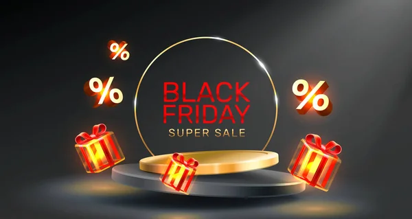 Black Friday Big Sale Offer Day Banner Promotion Percentage Vector — Stock Vector