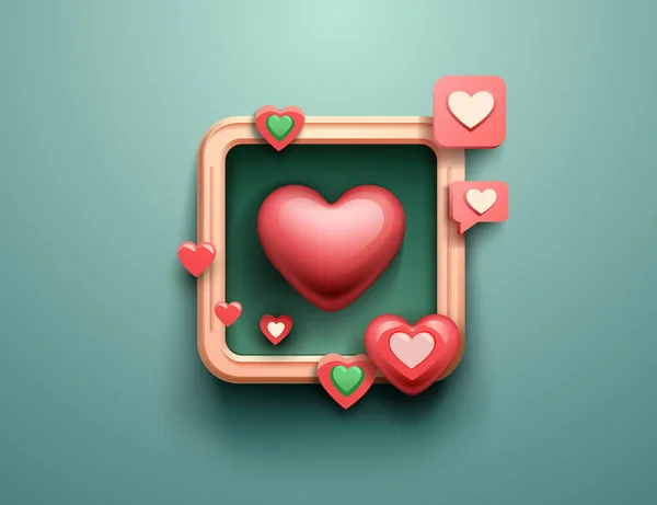 Aime Cœur Avec Beaucoup Icônes Bavarder Pour Que Les Gens — Image vectorielle