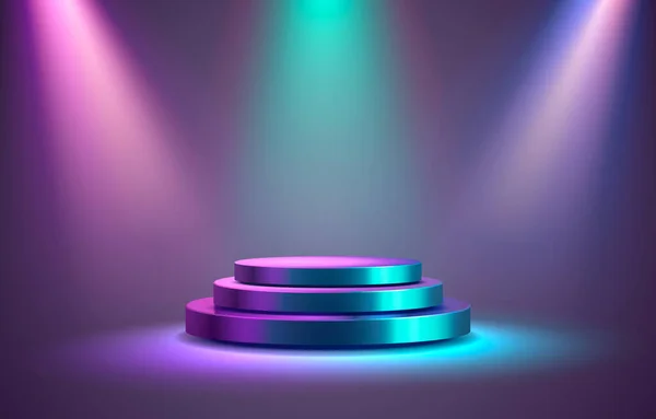 Panggung Podium Dengan Pencahayaan Stage Podium Scene Dengan Untuk Award - Stok Vektor