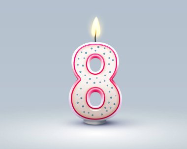 Doğum gününün yıldönümünü kutlarım, yılın sekizinci doğum gününü kutlarım. Vektör illüstrasyonu