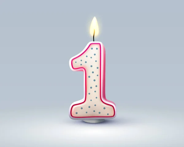 誕生日の人の誕生日 1年の数の形でキャンドルの幸せな誕生日 ベクターイラスト — ストックベクタ