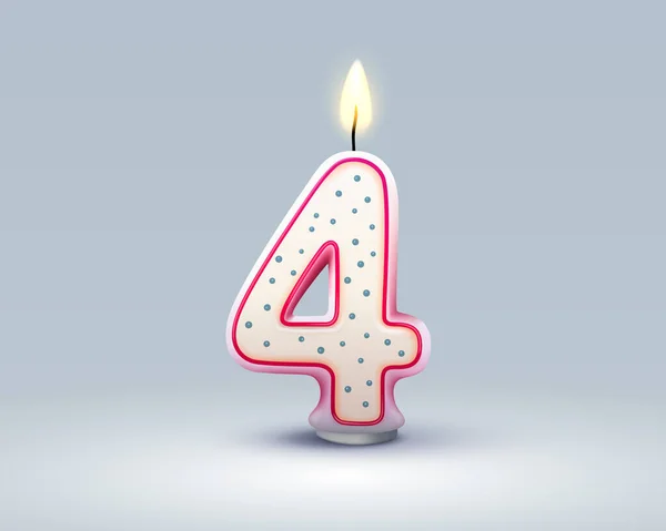 Aniversário Feliz Anos Aniversário Pessoa Aniversário Vela Forma Números Quatro — Vetor de Stock