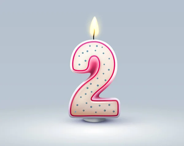 Happy Birthday Years Anniversary Person Birthday Candle Form Numbers Two — Stockový vektor