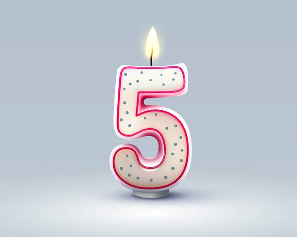 Feliz Cumpleaños Años Aniversario Persona Cumpleaños Vela Forma Números Cinco — Archivo Imágenes Vectoriales