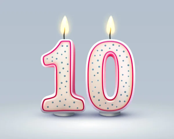 祝你生日快乐 生日10周年纪念日 烛光在数字的形式 矢量说明 — 图库矢量图片