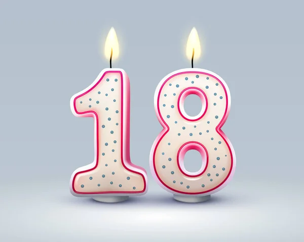 祝你生日快乐 生日18周年 烛光在数字的形式 矢量说明 — 图库矢量图片