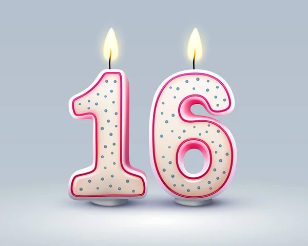 祝你生日快乐 生日16周年纪念日 烛光以数字形式出现 矢量说明 — 图库矢量图片