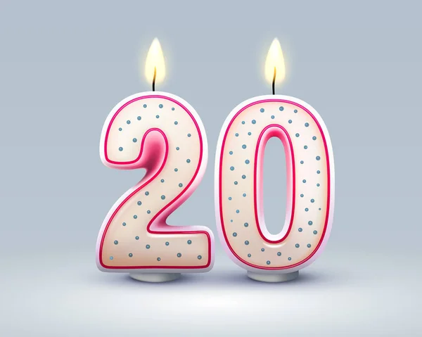 祝你生日快乐 生日20周年 烛光在数字的形式 矢量说明 — 图库矢量图片