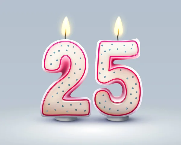 祝你生日快乐 生日25周年纪念日 烛光以数字形式出现 矢量说明 — 图库矢量图片