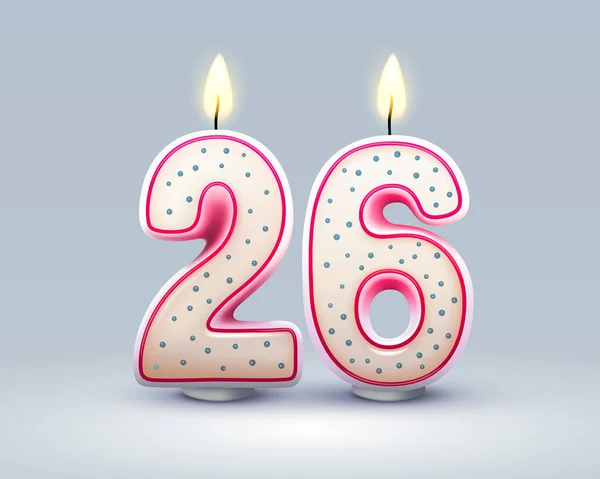 祝你生日快乐 生日26周年纪念日 烛光以数字的形式出现 矢量说明 — 图库矢量图片