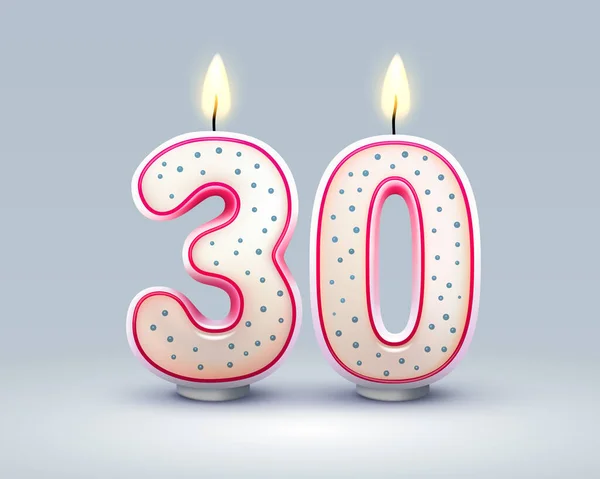 誕生日おめでとう 誕生日の30周年 番号の形でキャンドル ベクターイラスト — ストックベクタ